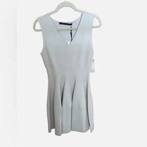 NWT Antonino Valenti Metallic Grey Rhonda Skater Dress - Size 44 (US 8)